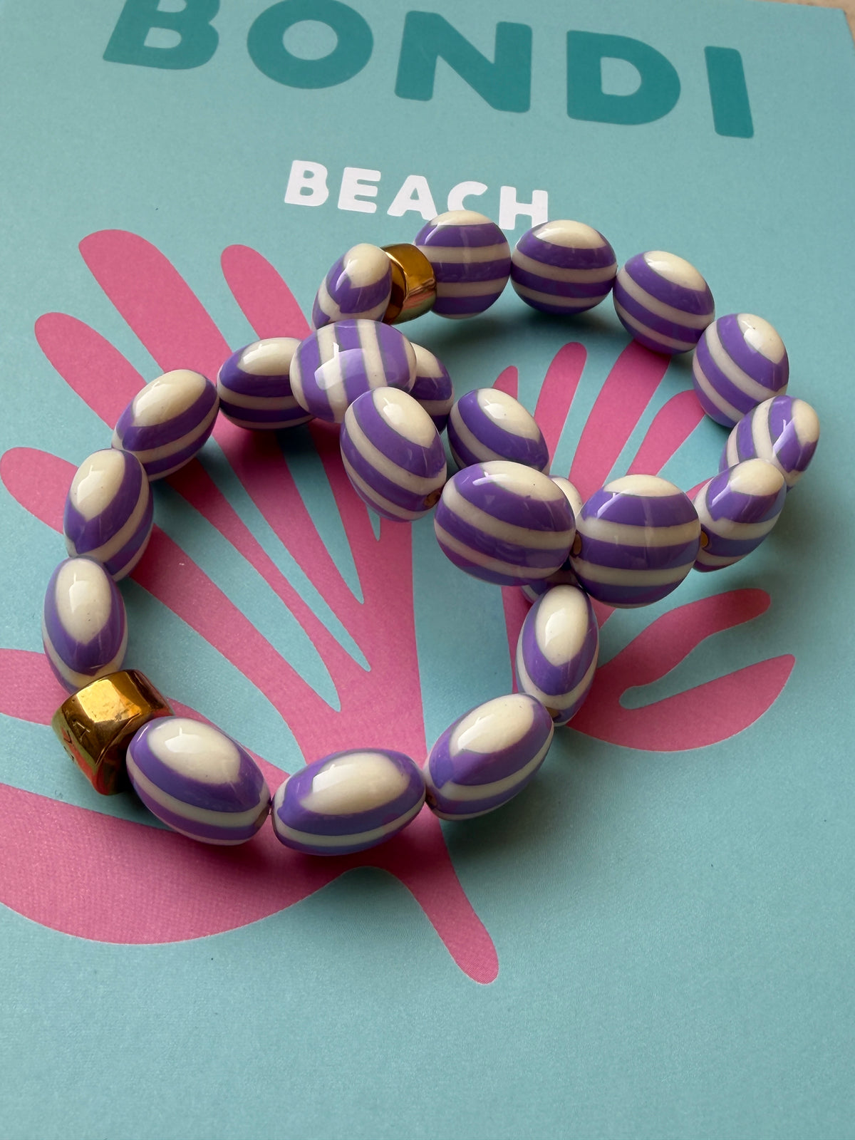 Bracelet  “bombom” rayé purple