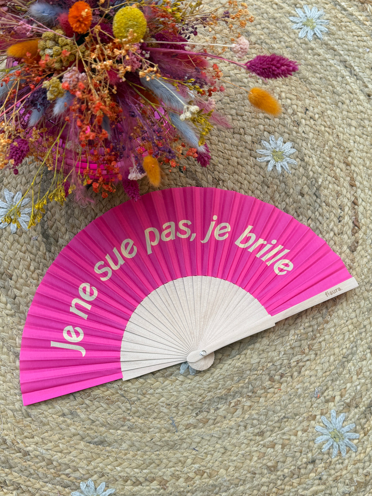 Éventail “Je brille” rose