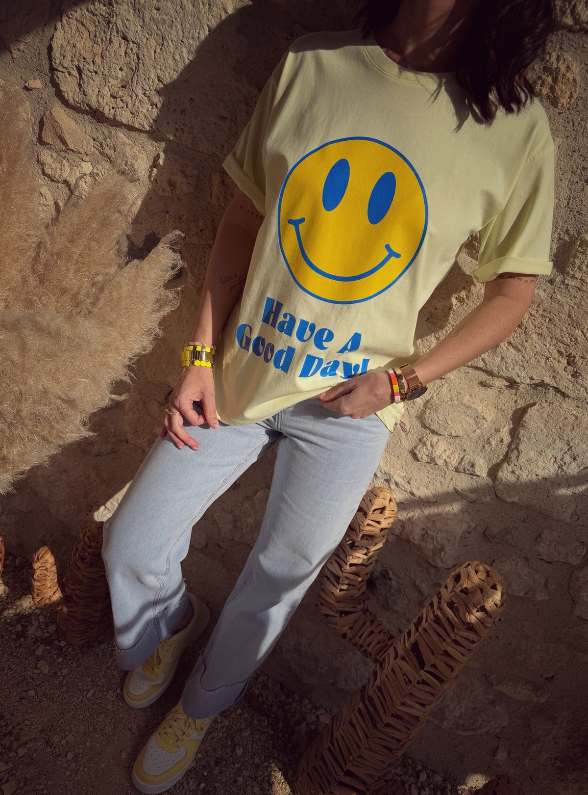 T-shirt Good day jaune