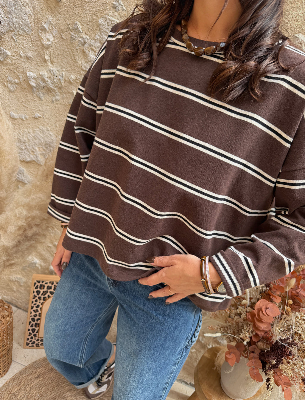 Top Gaby rayé choco