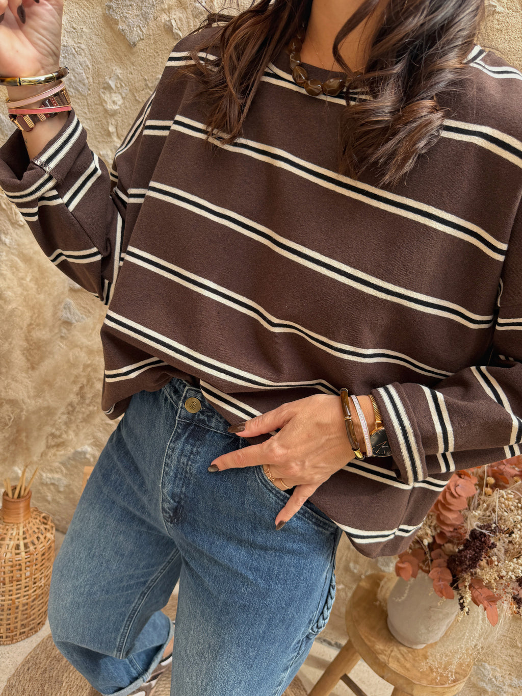 Top Gaby rayé choco
