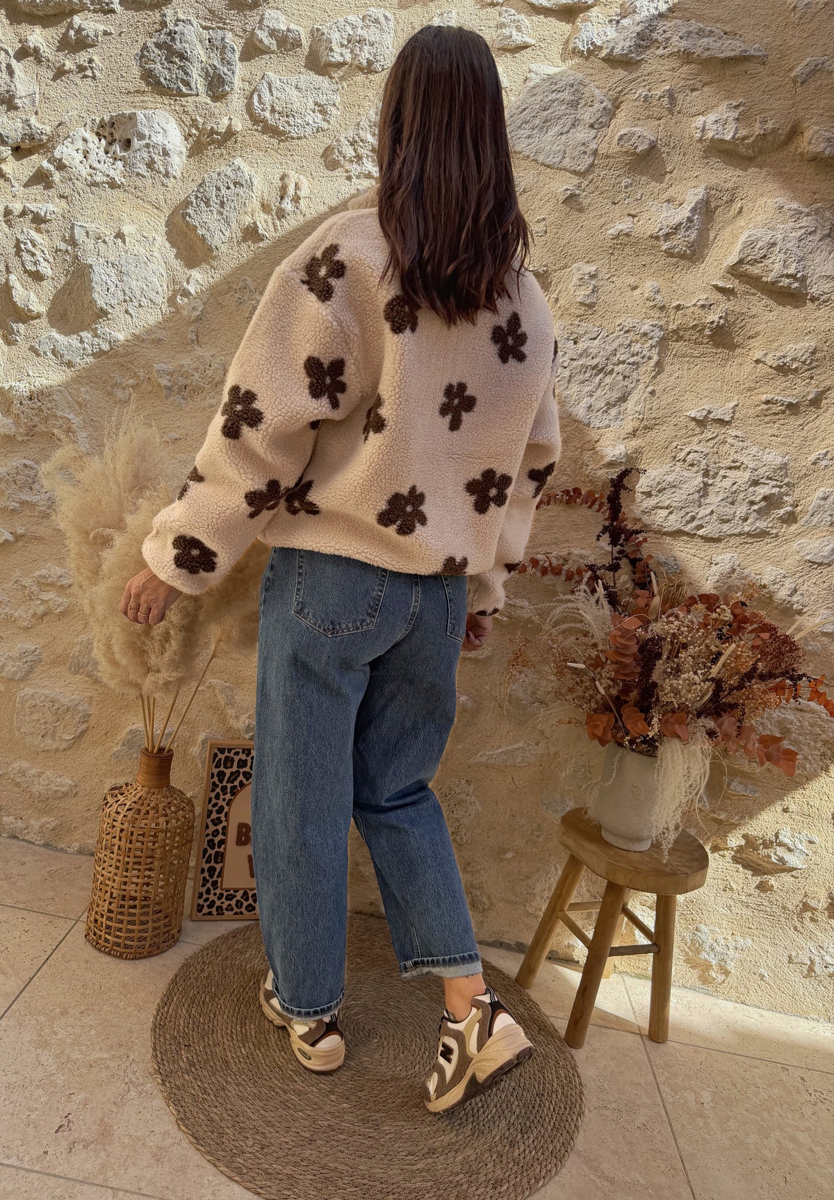 Veste Manon fleurs beige