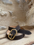 Ceinture cuir choco doré