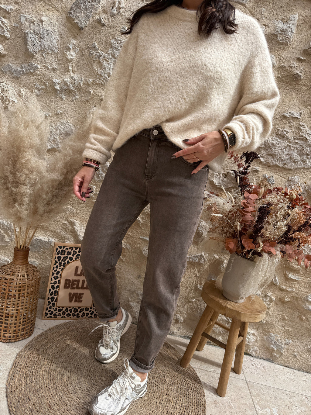 Jeans choco délavé