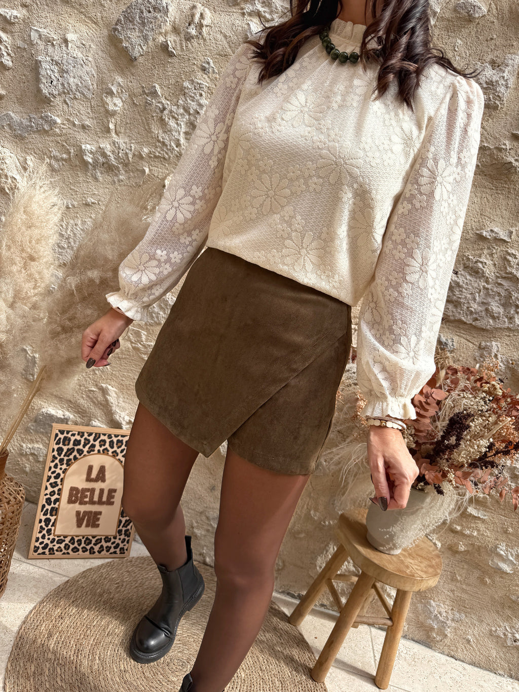 Jupe short Léa kaki