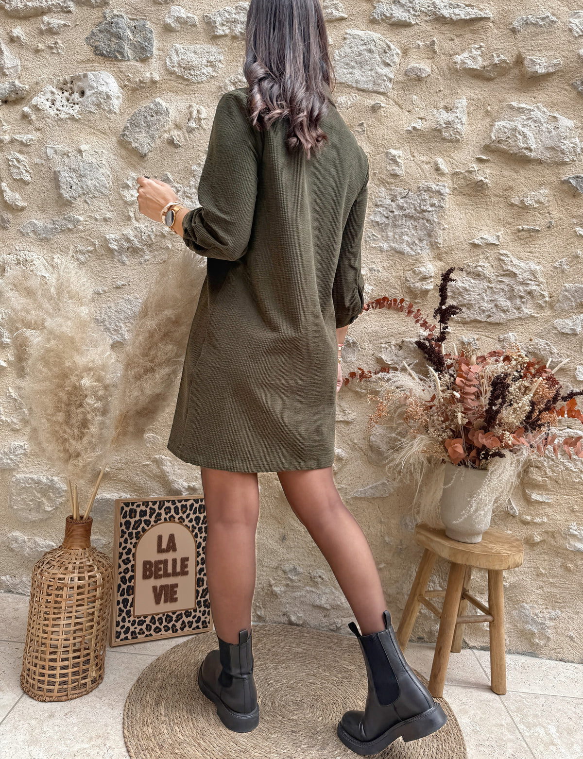 Robe Velours Lou kaki