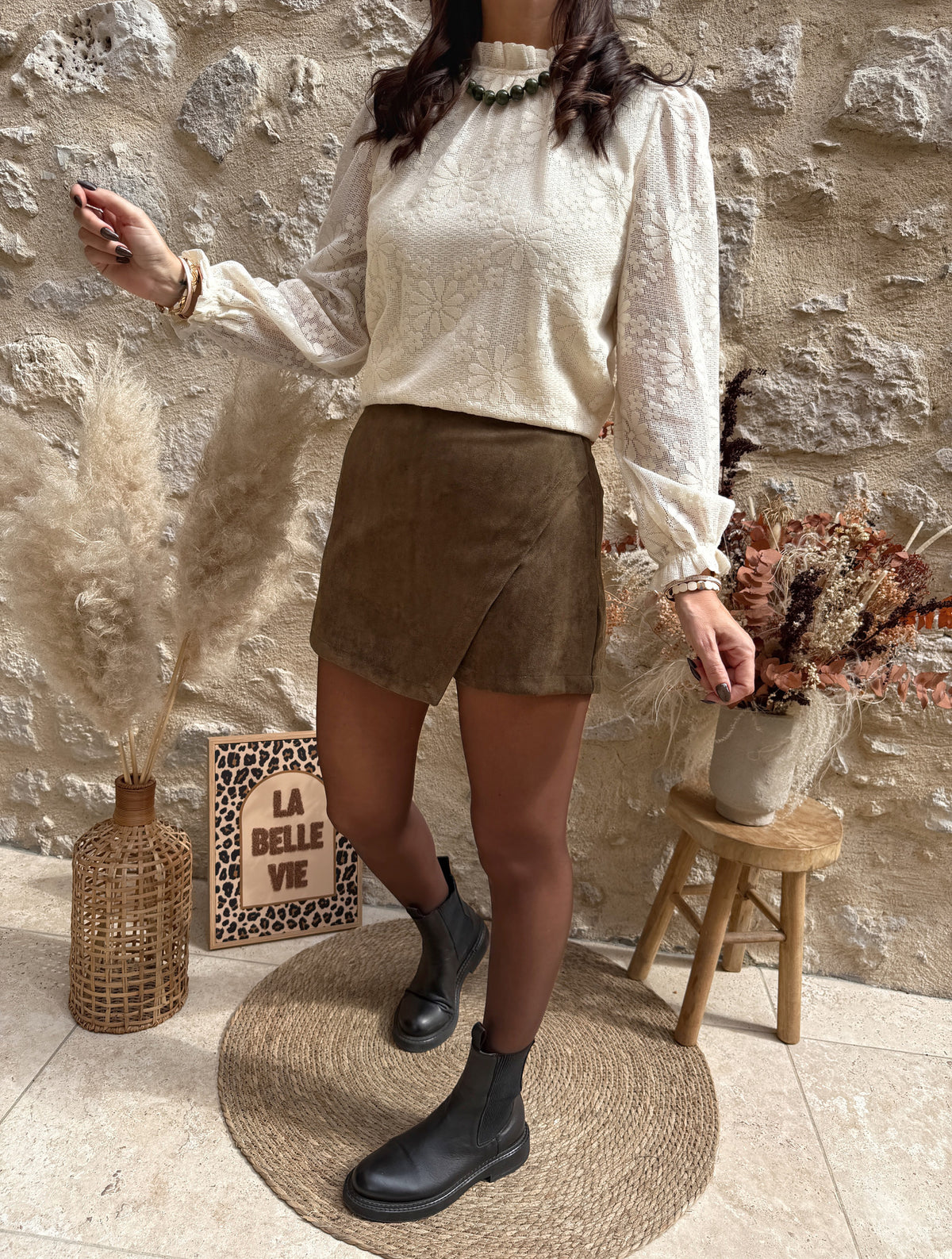 Jupe short Léa kaki