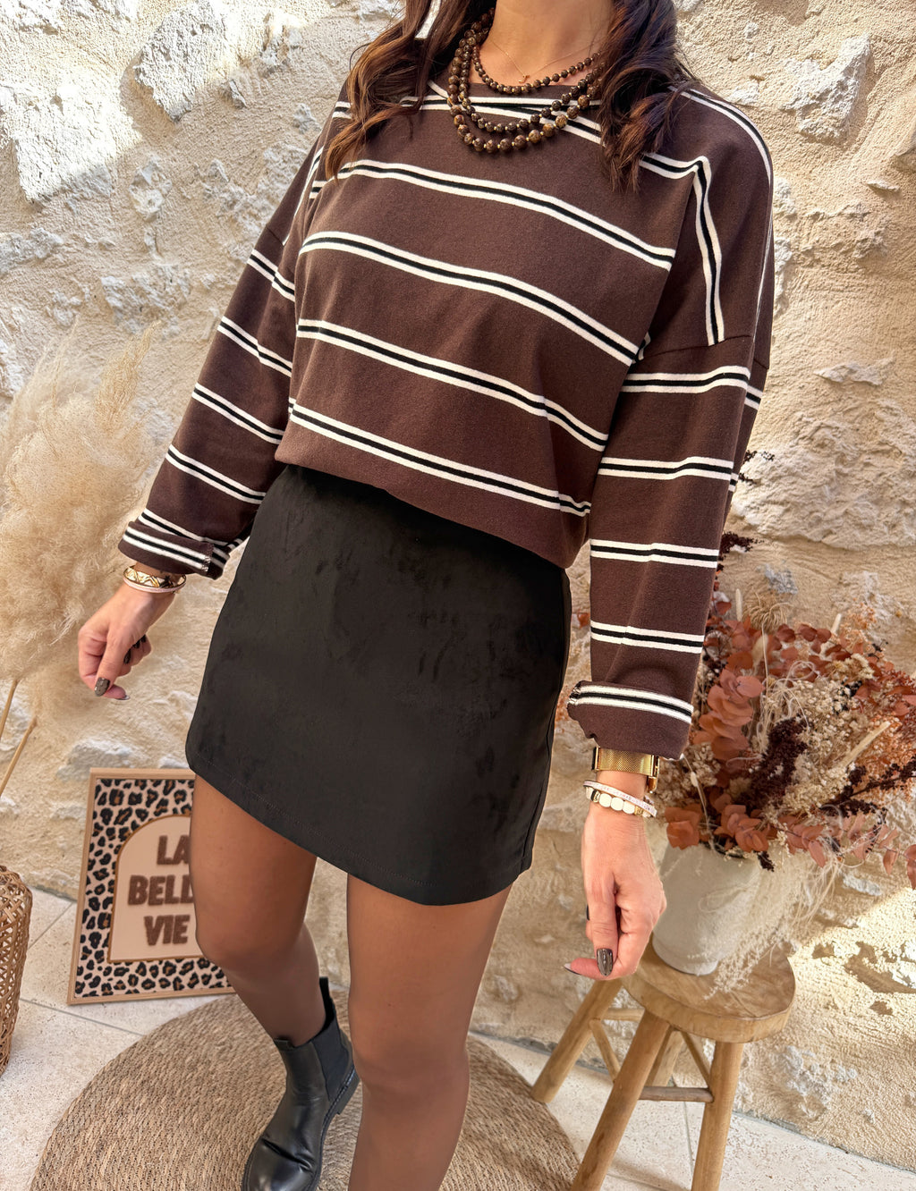 Top Gaby rayé choco