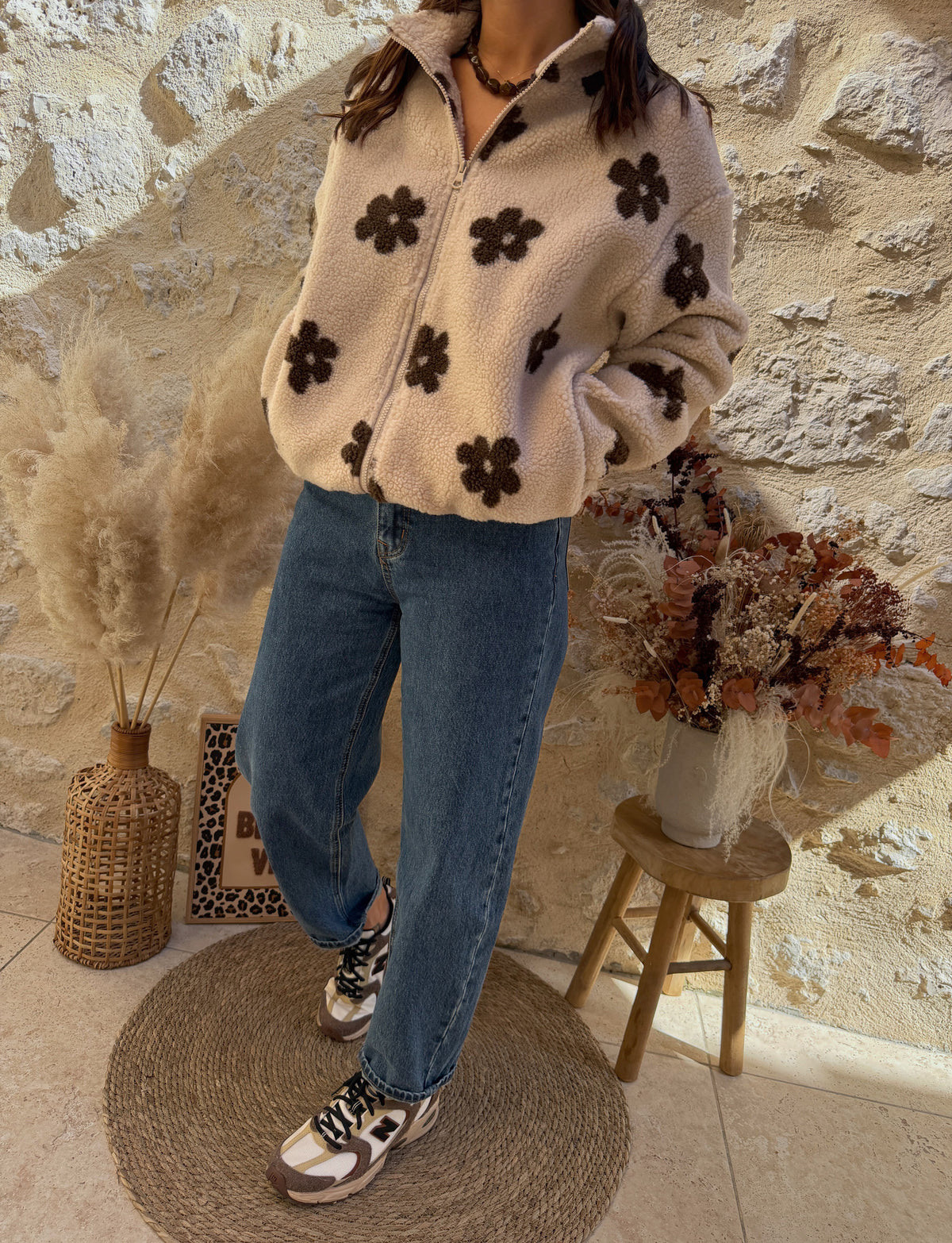 Veste Manon fleurs beige