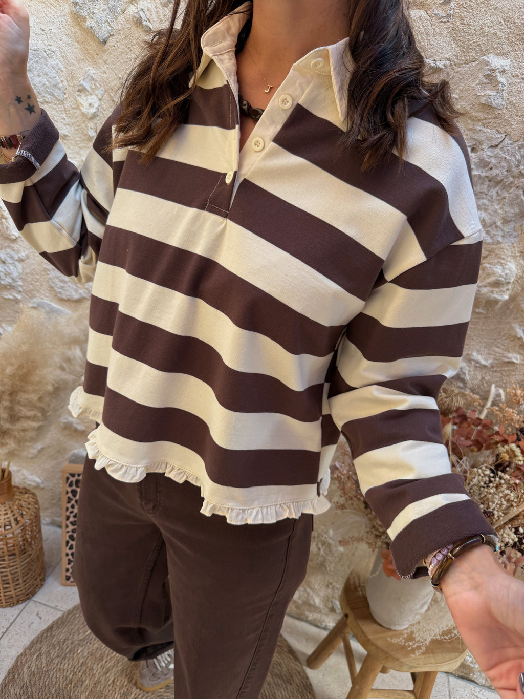 Polo Jules 458 rayé choco