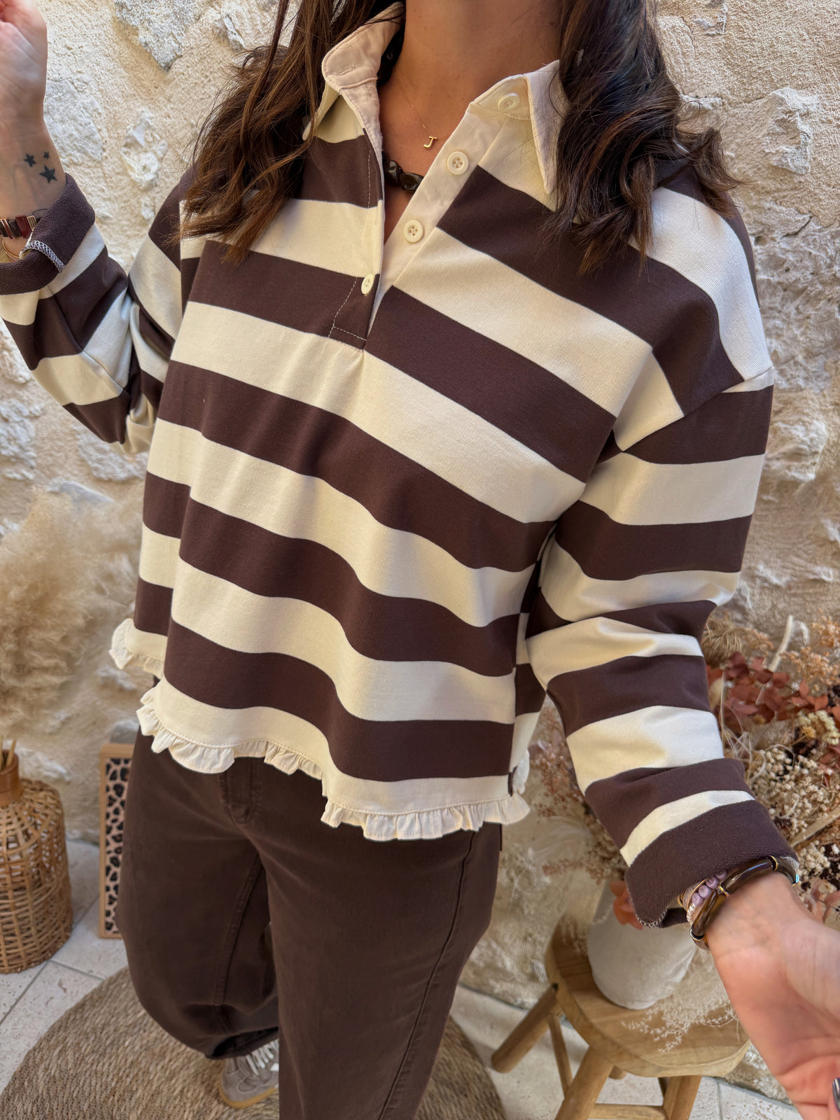 Polo Jules 458 rayé choco