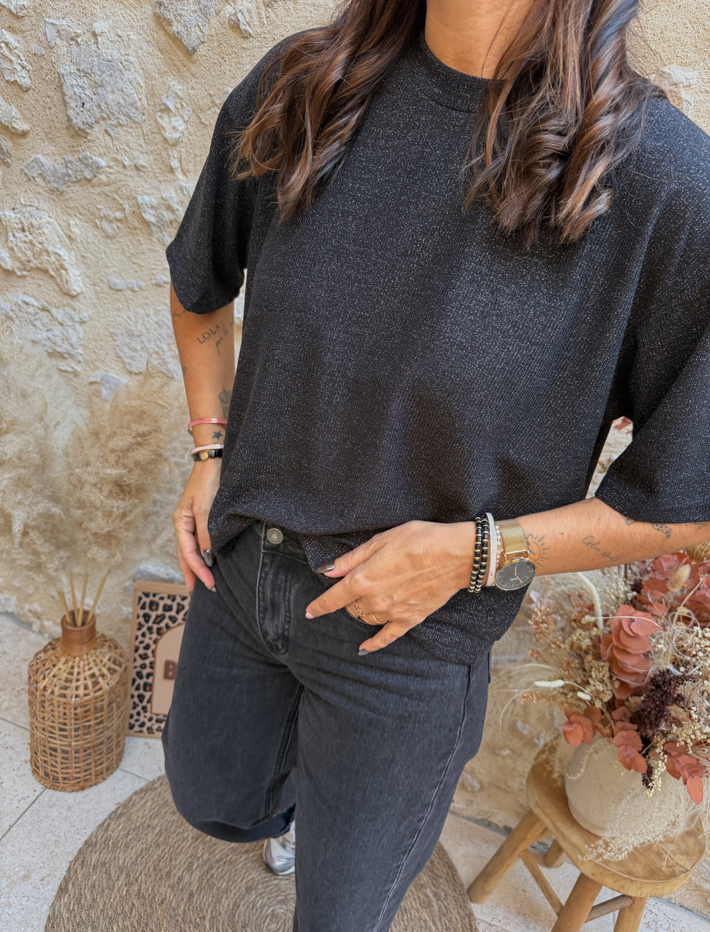 T-shirt lurex noir
