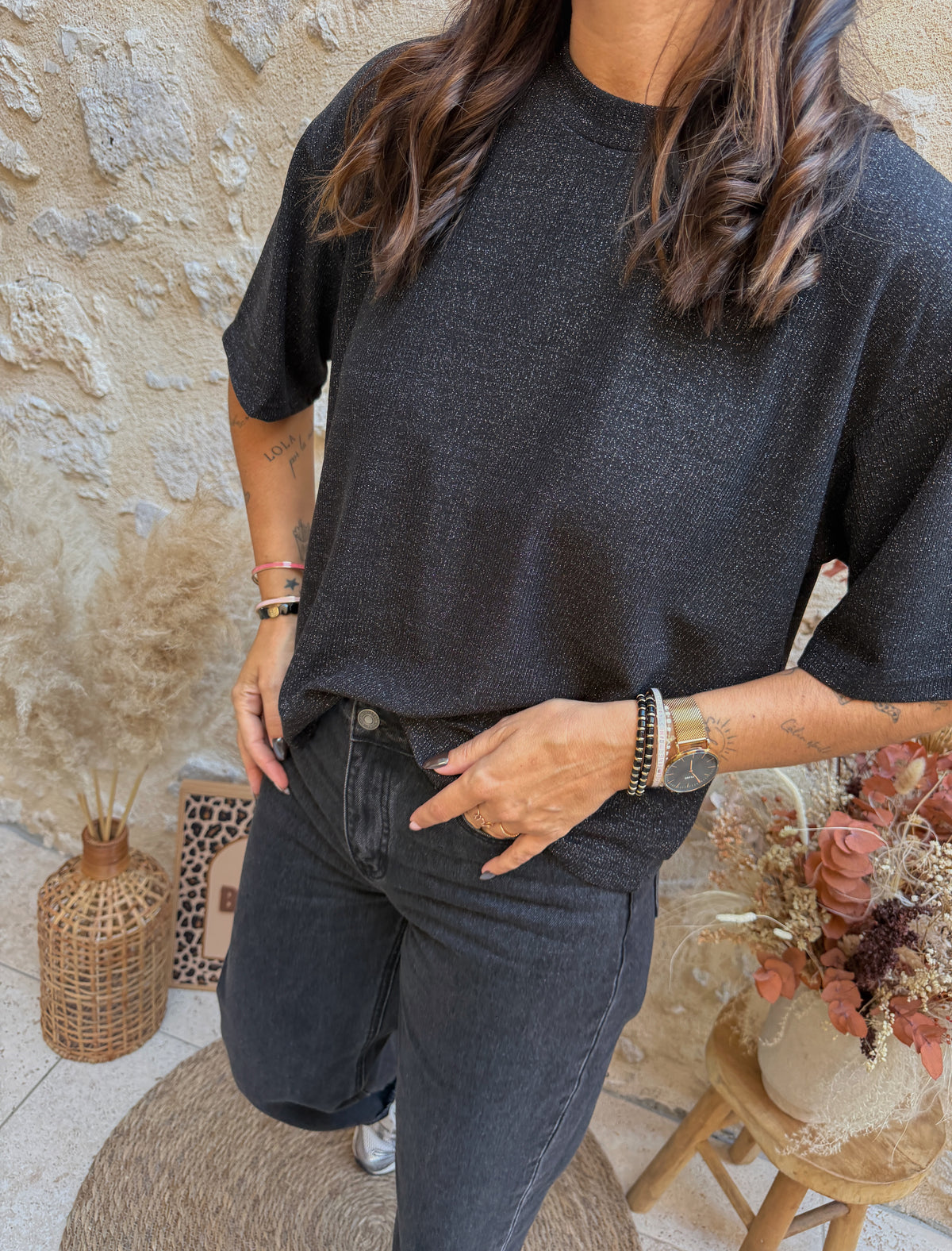 T-shirt lurex noir