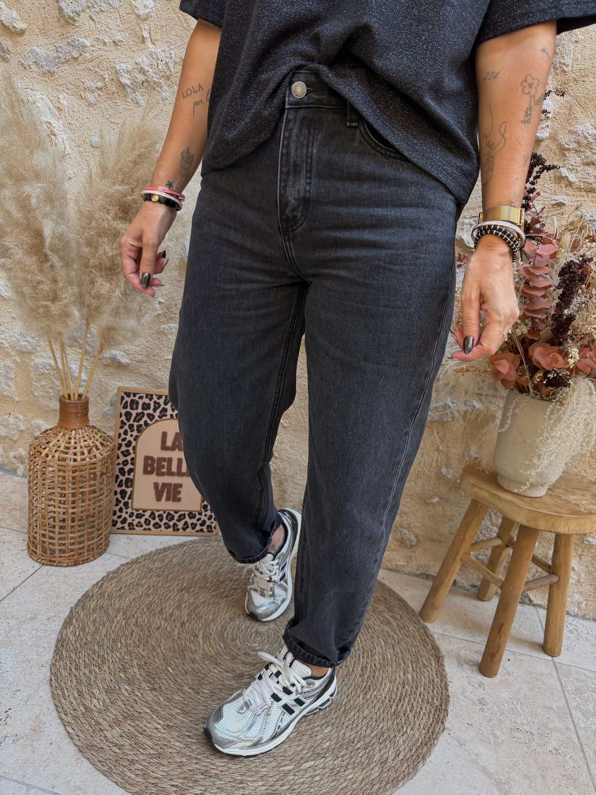 Jeans Bony gris/noir