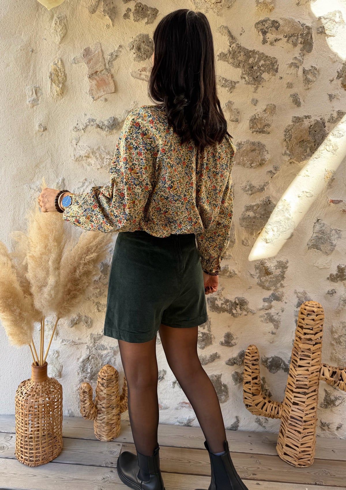Jupe short velours vert