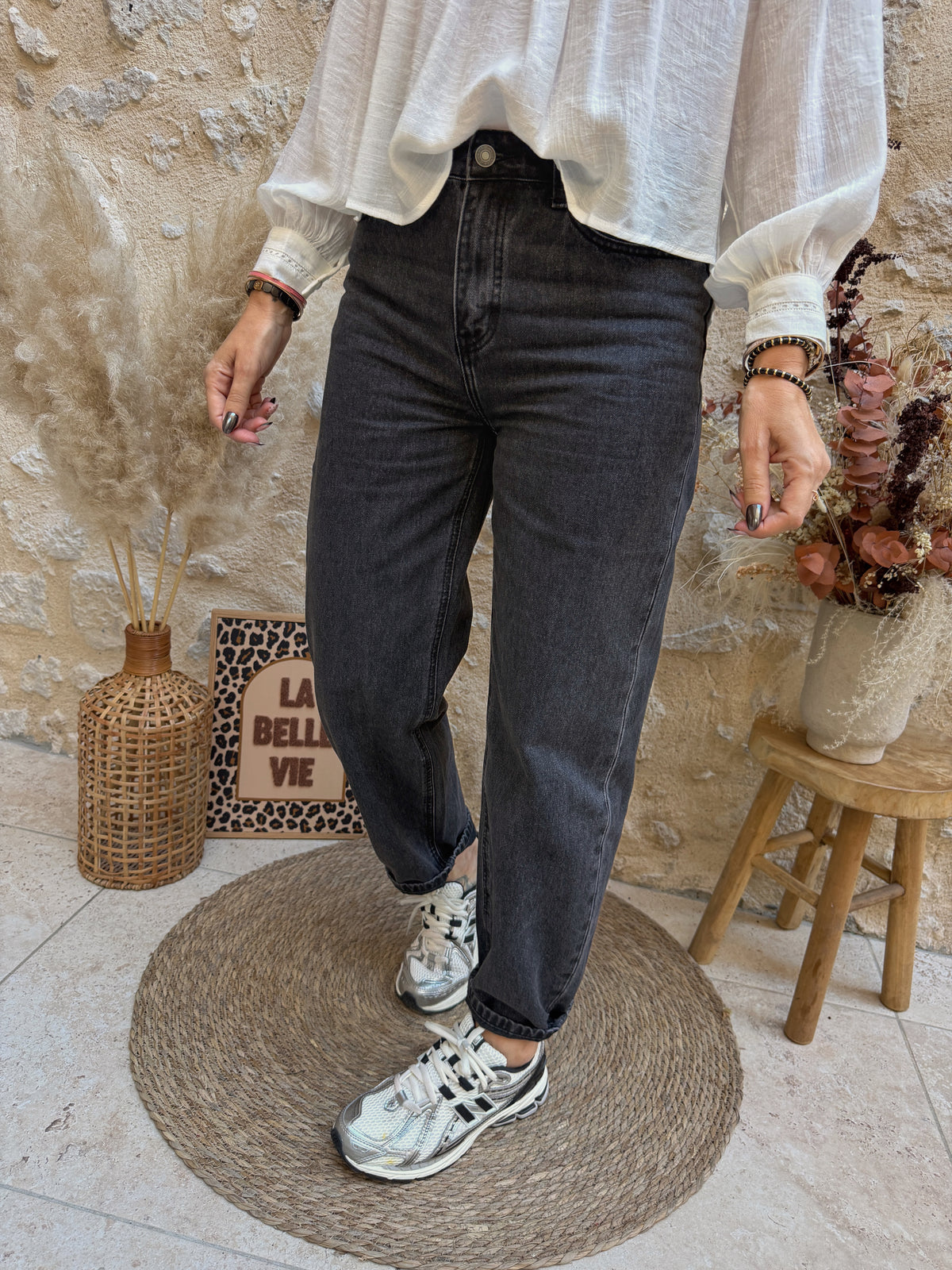 Jeans Bony gris/noir