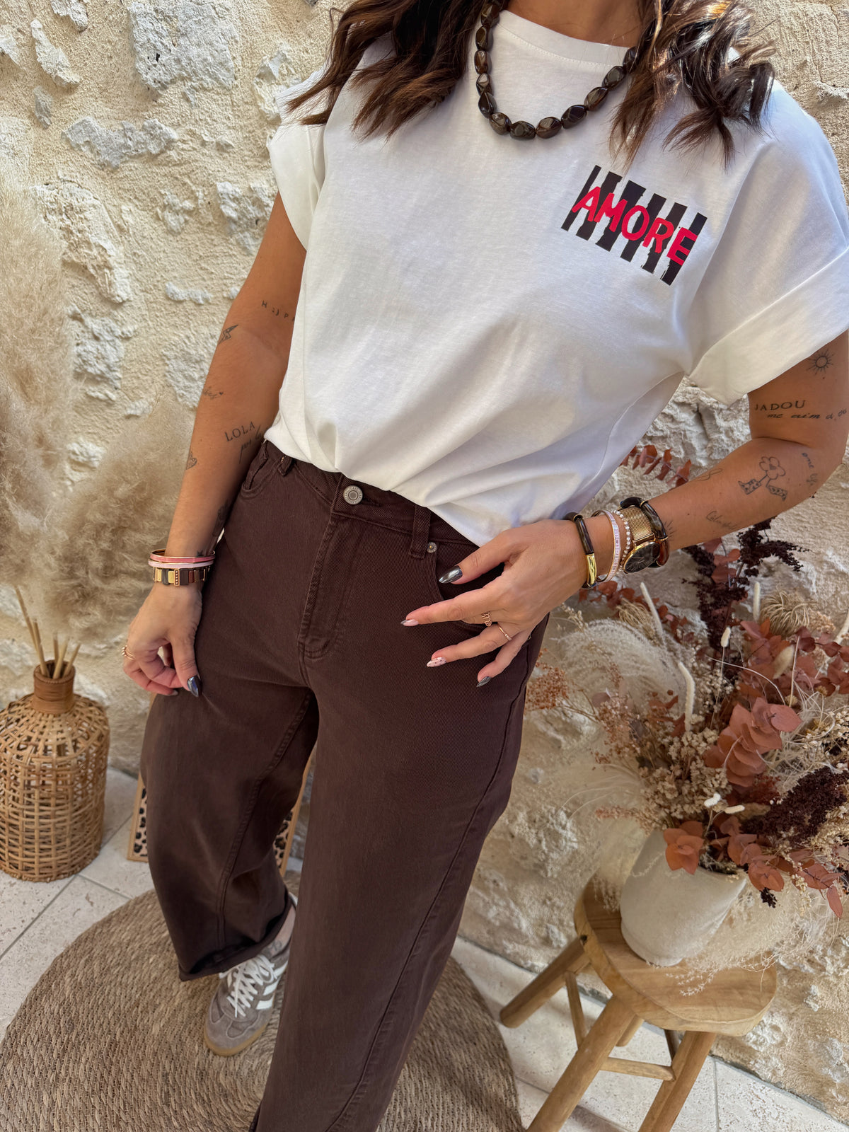 Jeans ballon marron