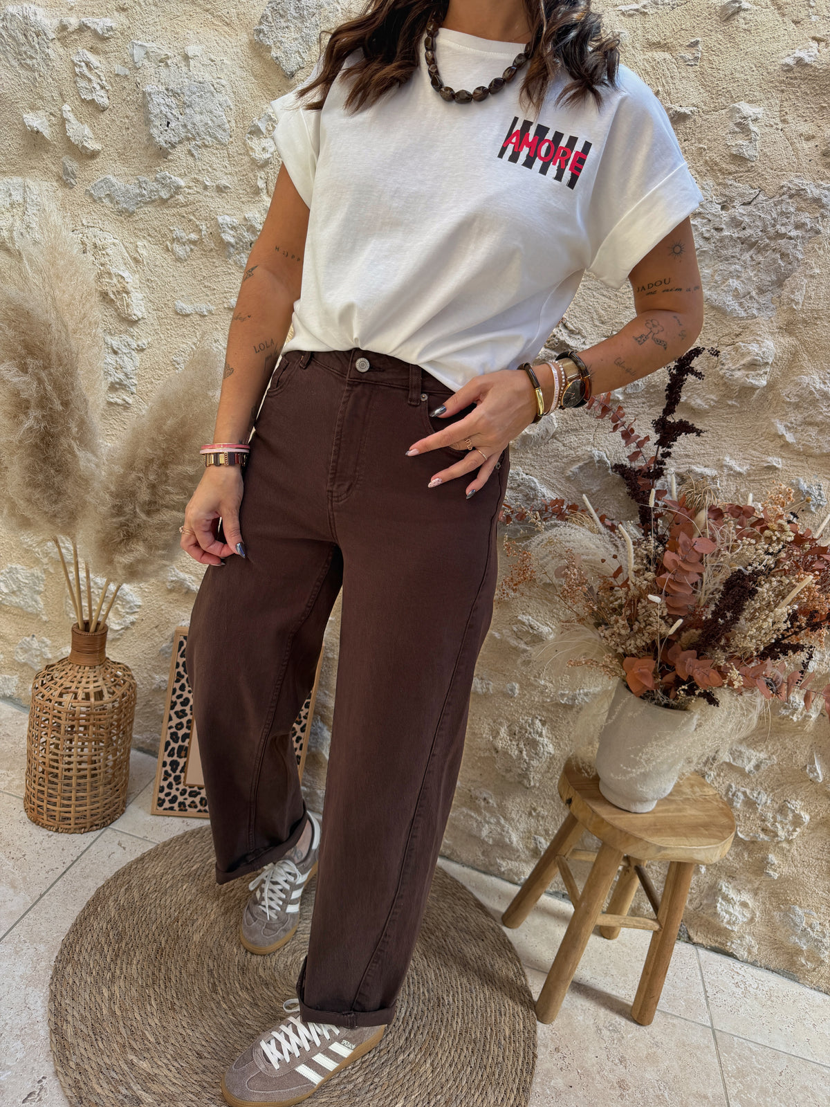 Jeans ballon marron