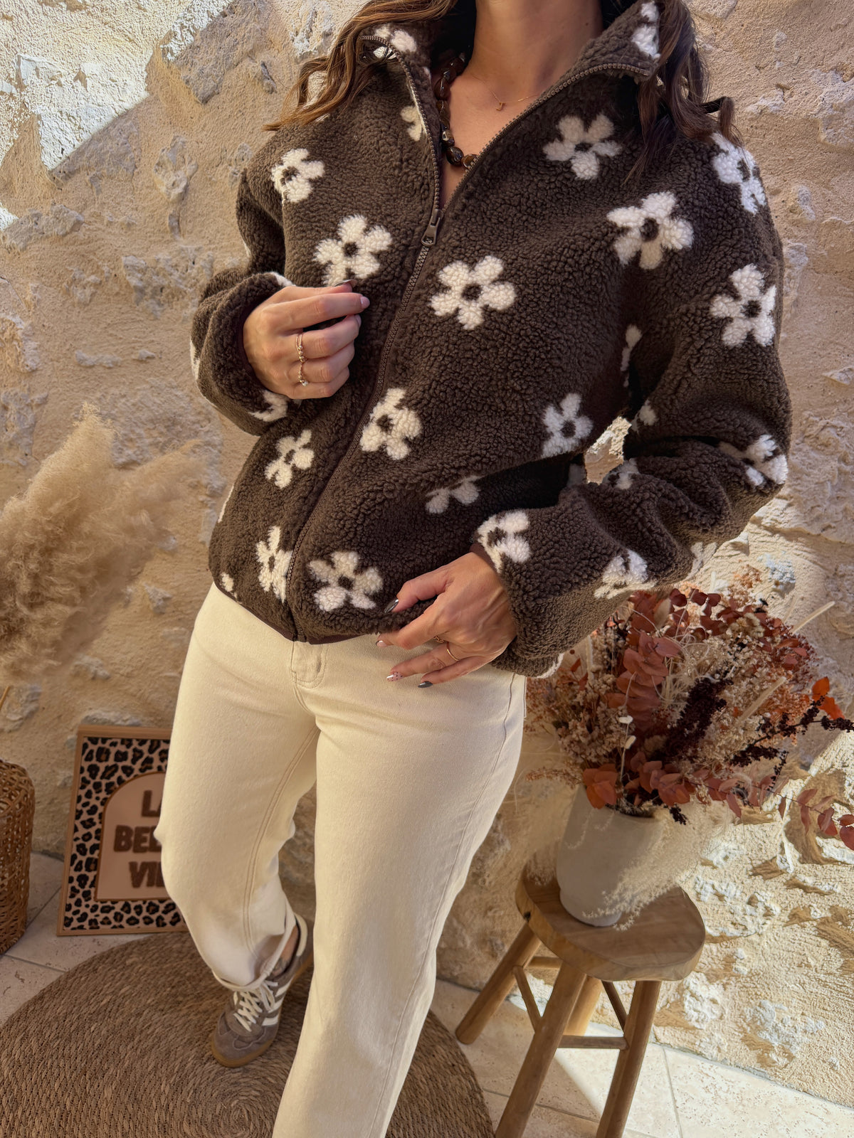 Veste fleurs choco