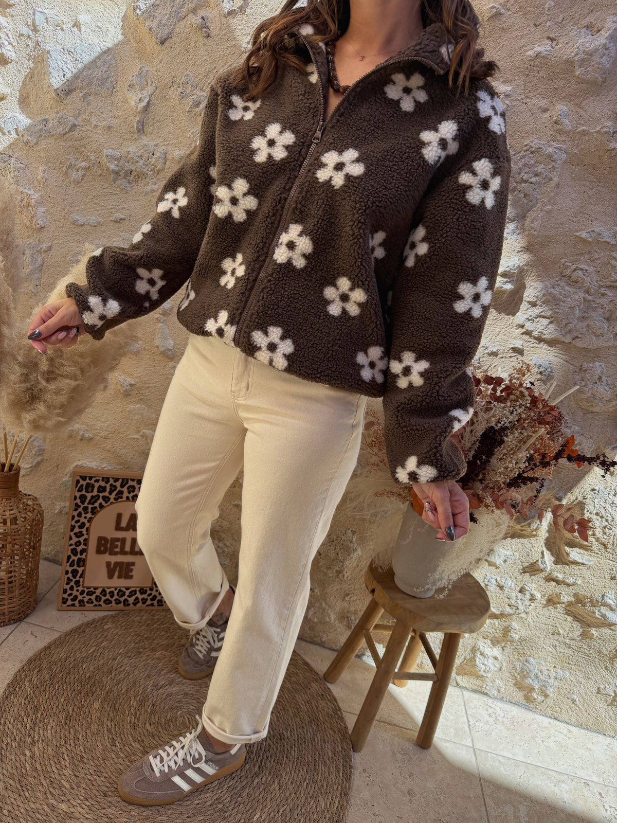 Veste fleurs choco