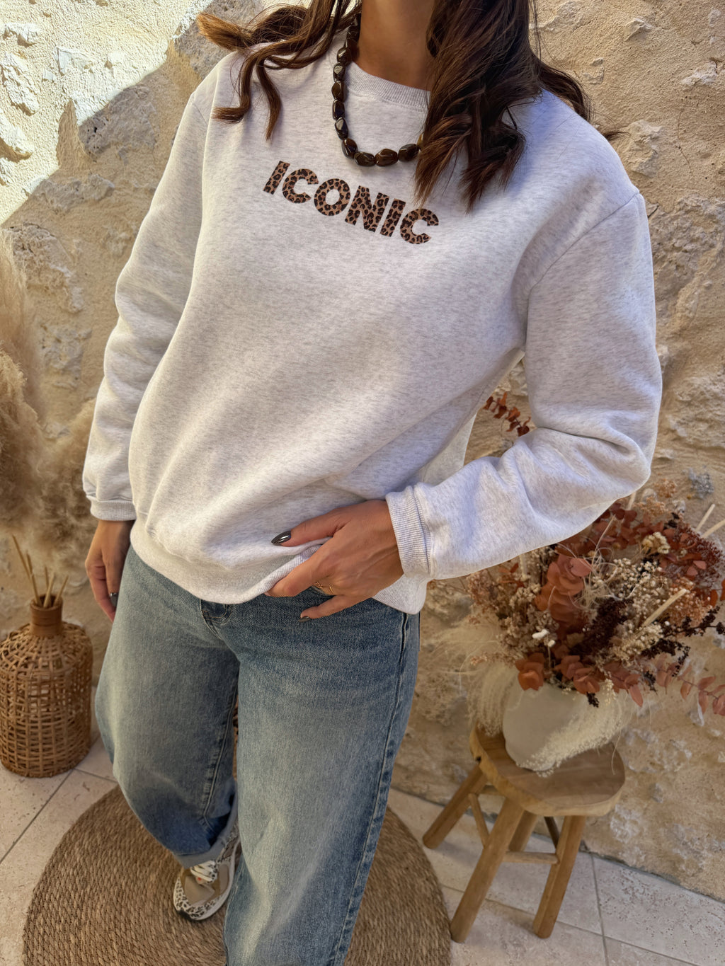 Sweat Iconic gris/léo