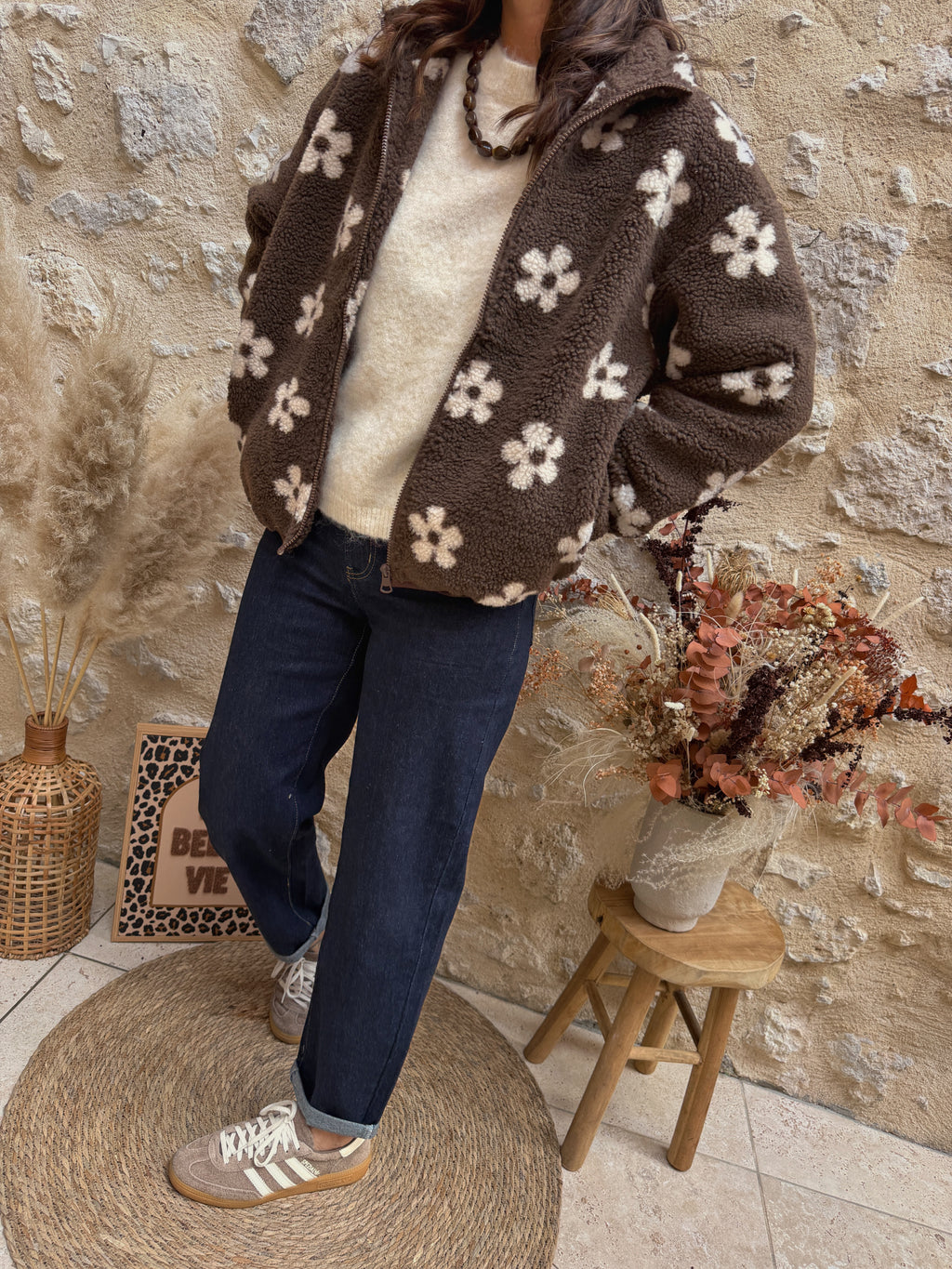 Veste fleurs choco