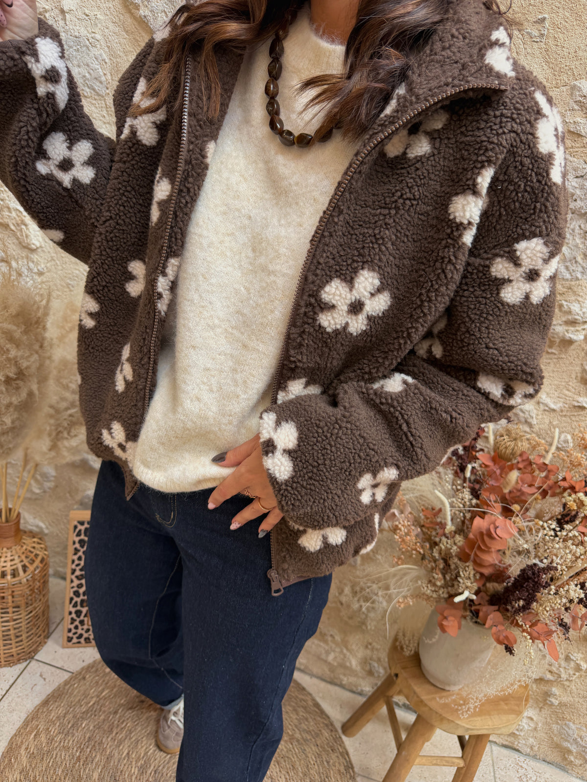 Veste fleurs choco