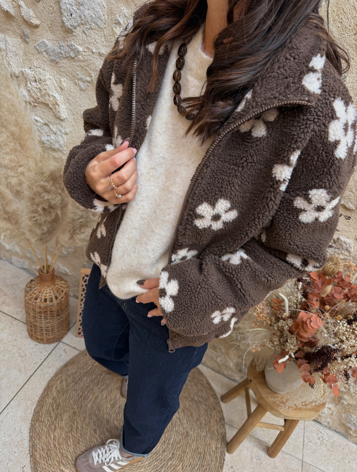 Veste fleurs choco