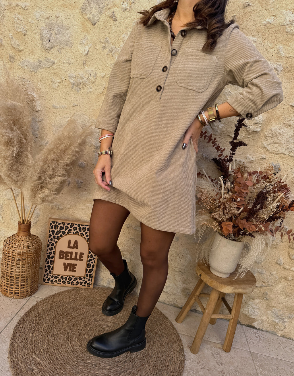Robe Velours Lou taupe